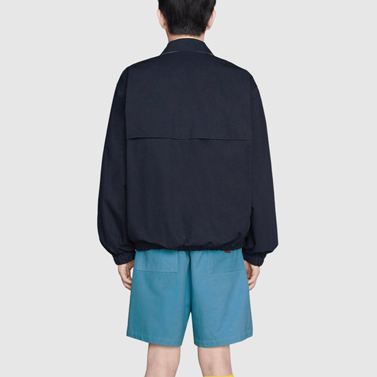 Men's Gucci Nylon Cotton Zipper Jacket Blue 654837-ZAGVY-4560
