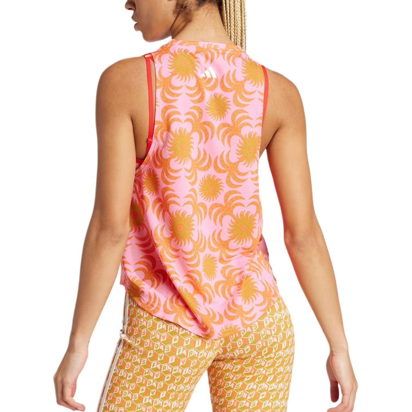 (WMNS) adidas x FARM Rio Training Tank Asia Sizing 'Pink Orange' IQ4495