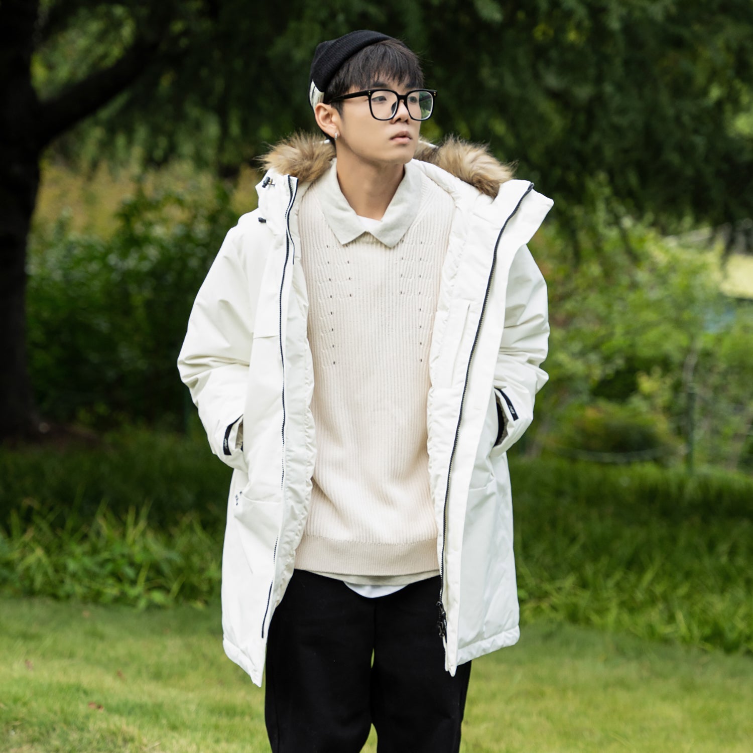 New Balance Long Puff Down Jacket Asia Sizing 'White' 5PC44303-IV