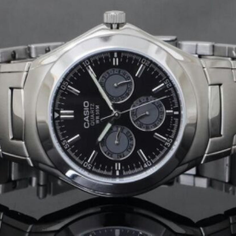 CASIO Waterproof Stainless Steel Strap Mens Black Analog MTP-1247D-1A