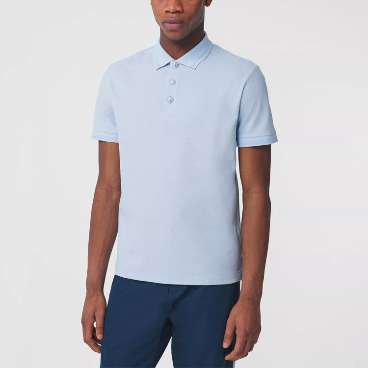 Men's Burberry SS21 Mesh Cotton Short Sleeve Polo Shirt Light Blue 80288731