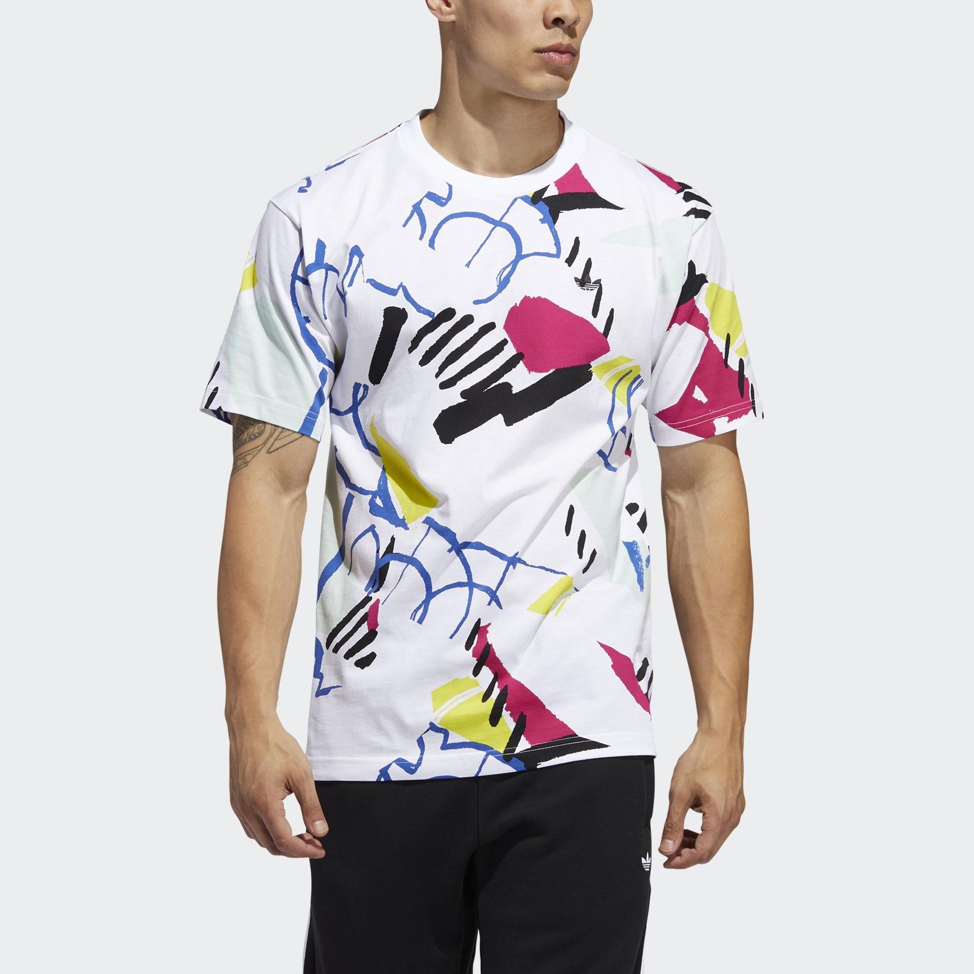 adidas originals Cozy Sports Printing Round Neck Short Sleeve White FM1550