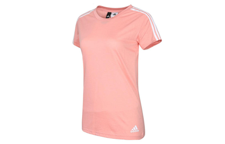(WMNS) adidas White Stripe Solid Color Short Sleeve Pink Red CF8833