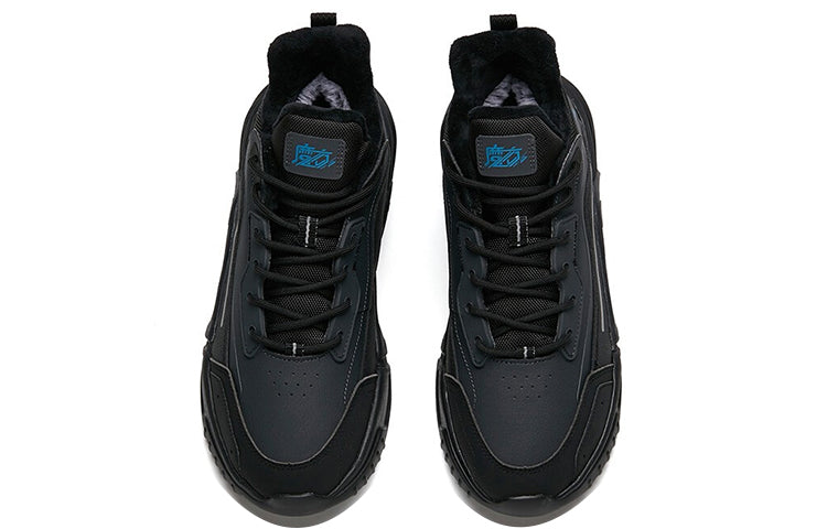 ANTA Runninng Series Sneakers Leather Fleeced 'Black Blue' 112148980-3