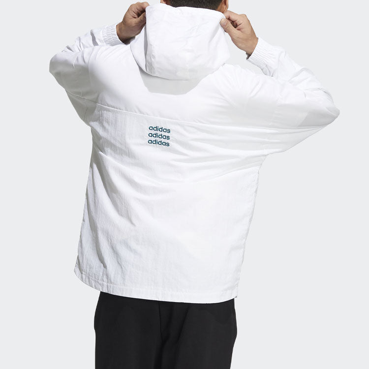 adidas neo Contrasting Colors Alphabet Large Logo Sports Hooded Jacket White HD4701