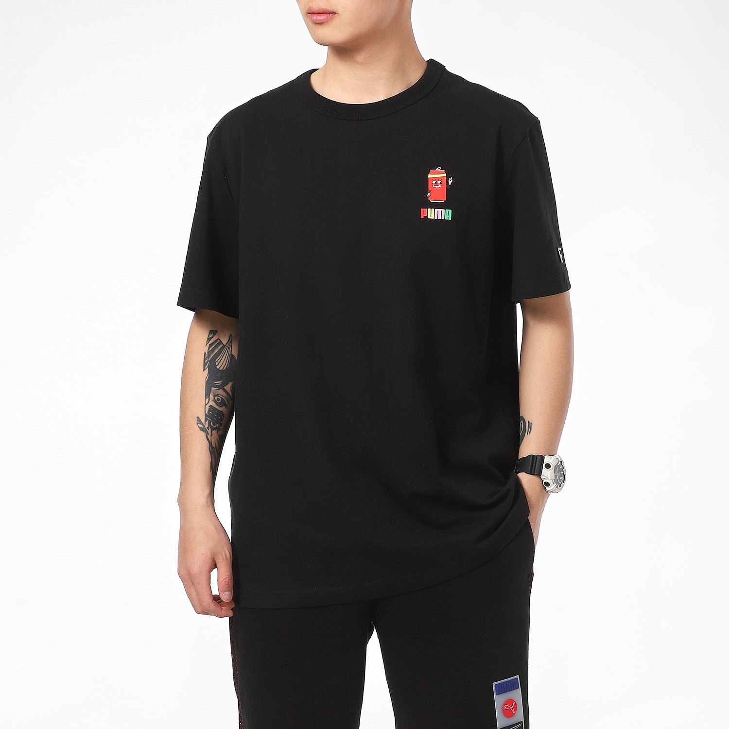 PUMA Sports Alphabet Printing Round Neck Short Sleeve Black 531335-51