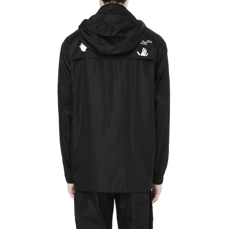 Off-White SS21 Logo Printing Hooded Jacket Black OMEB014R21FAB0011001