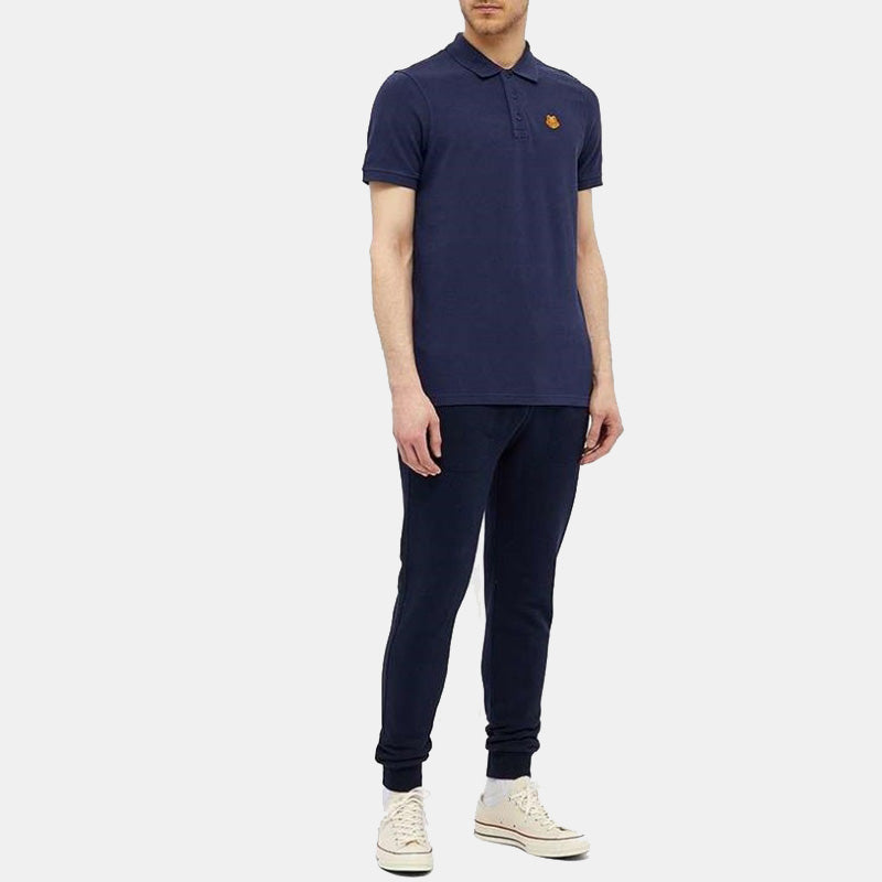 Men's KENZO Small Tiger Head Short Sleeve Polo Shirt Navy Blue FA65PO0014PU-76B