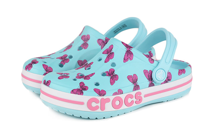 (PS) Crocs 4 Printing Outdoor Flat Heel Beach Sports Blue Sandals 206178-4O9