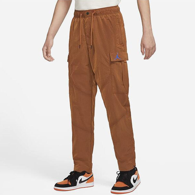 Men's Air Jordan Solid Color Splicing Woven Long Pants/Trousers Brown DH3291-245