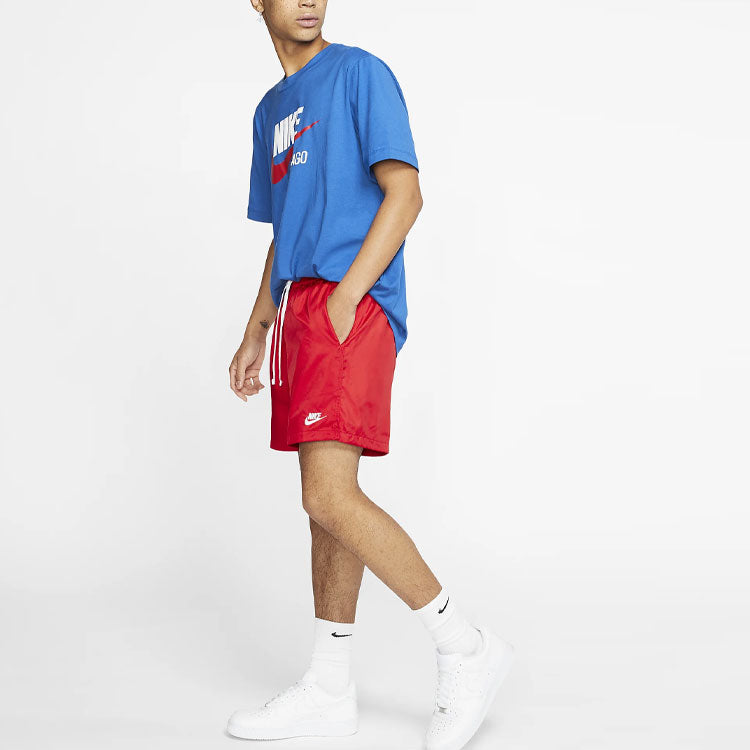 Nike Retro Woven Short Small Logo Drawstring Sports Shorts Red AR2382-657