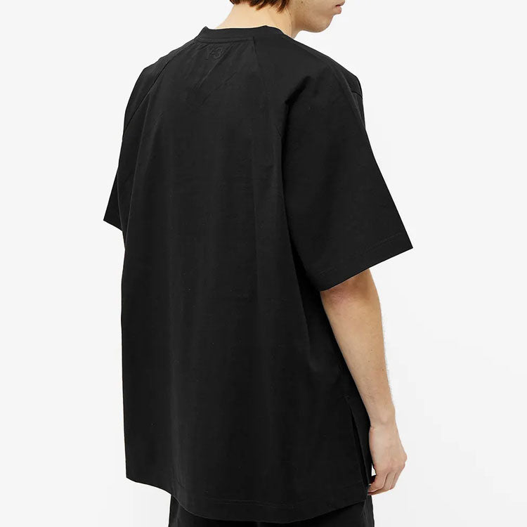 Men's Y-3 SS21 Casual Solid Color Shoulder Drop Short Sleeve Black T-Shirt GV4244