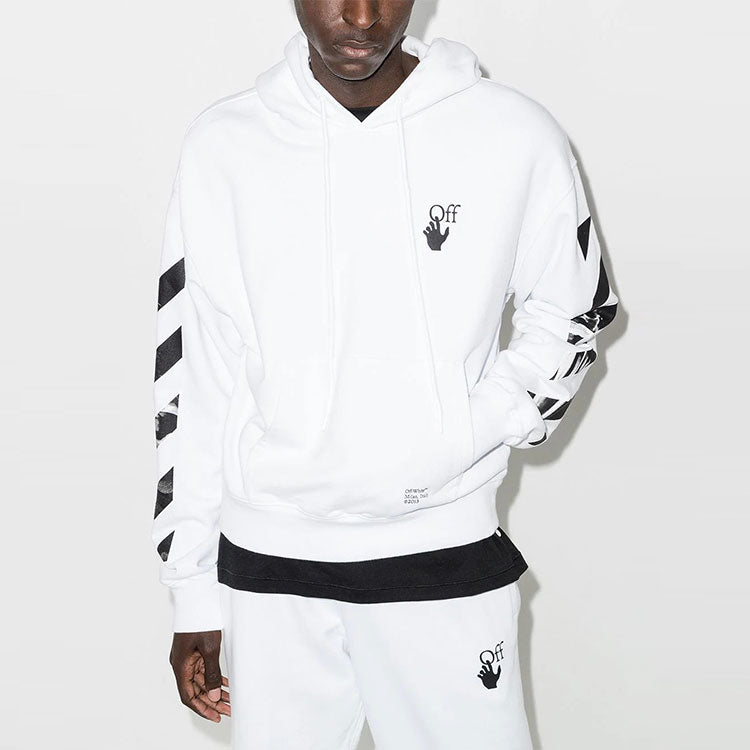 Off-White FW21 hooded Pullover Long Sleeves Version White OMBB037F21FLE0100110