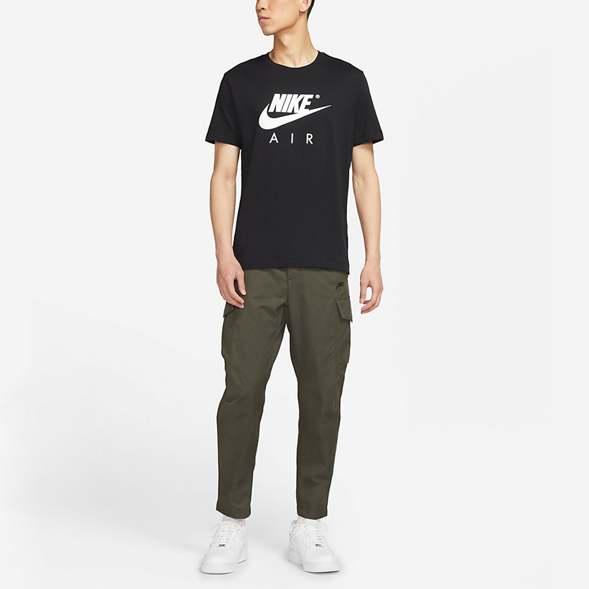 Men's Nike Air Large Logo Printing Sports Round Neck Short Sleeve Black T-Shirt DD3352-010