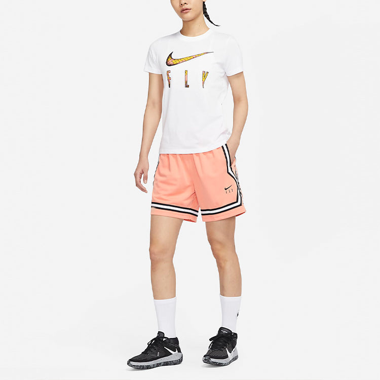 (WMNS) Nike Fly Crossover Embroidered Logo Colorblock Lacing Sports Shorts Pink DH7326-824