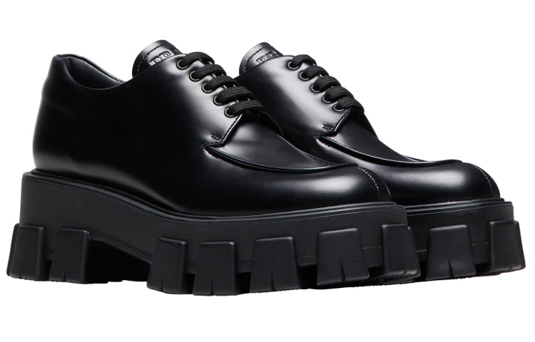 (WMNS) PRADA Monolith Brushed Calf Derby Shoes 'Black' 1E708L_B4L_F0002_F_A055