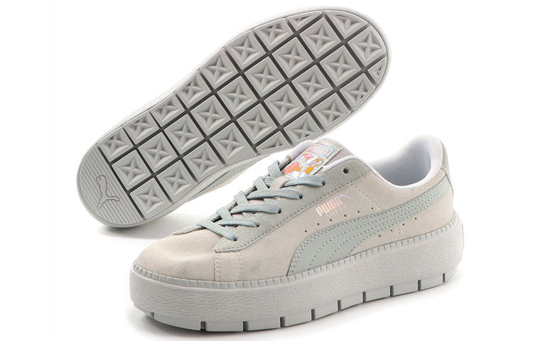 (WMNS) PUMA Suede Platform Tracelight 'Light Grey' 373695-02
