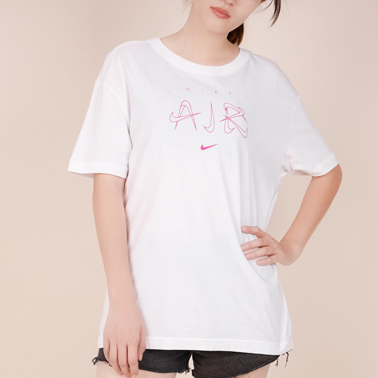 (WMNS) Nike logo Printing Casual Sports Short Sleeve White CW2857-101