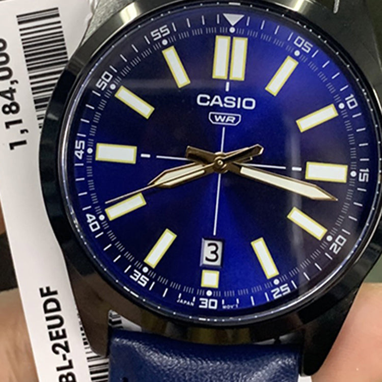 Casio Dress Pointer Display Analog Watch 'Metallic Blue Gold' MTP-VD02BL-2E