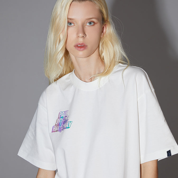 PJ's Vigor Laser Alphabet Pattern Basic Casual Short Sleeve Unisex White 20SSTS1001-P