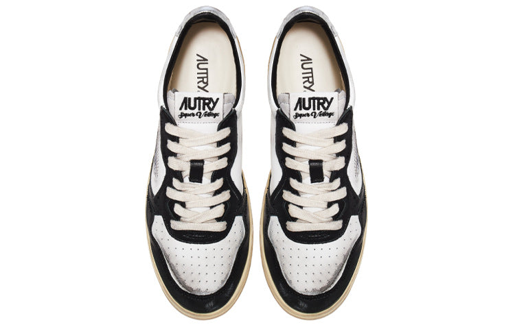 (WMNS) Autry Medalist Super Vintage Leather Low Sneakers 'White Black Silver' AVLW-SV11