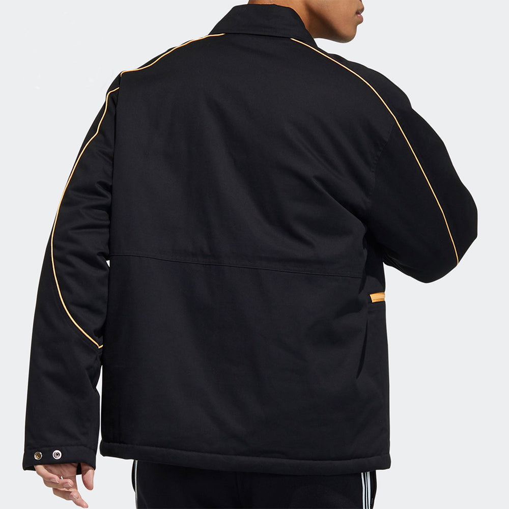 Men's adidas originals Athleisure Casual Sports Lapel Padded Black Jacket GP1871