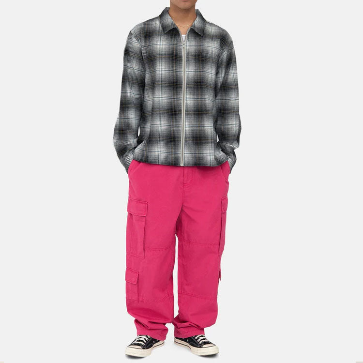 Stussy Paul Shadow Plaid Zip Shirt 'Black White' 1110238