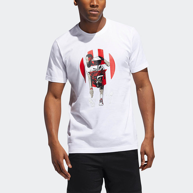 adidas Harden Geek Up Printing Sports Round Neck Short Sleeve White DU6292