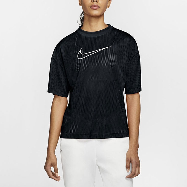 (WMNS) Nike Training Casual Sports Mesh Breathable Quick Dry Short Sleeve Black CK1457-010