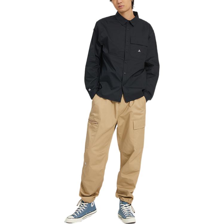Converse Woven Long Sleeve Button Down Shirt Asia Sizing 'Black' 10023803-A01