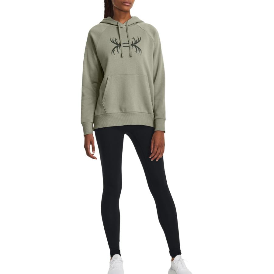 (WMNS) Under Armour Rival Fleece Antler Hoodie 'Light Green' 1380262-504