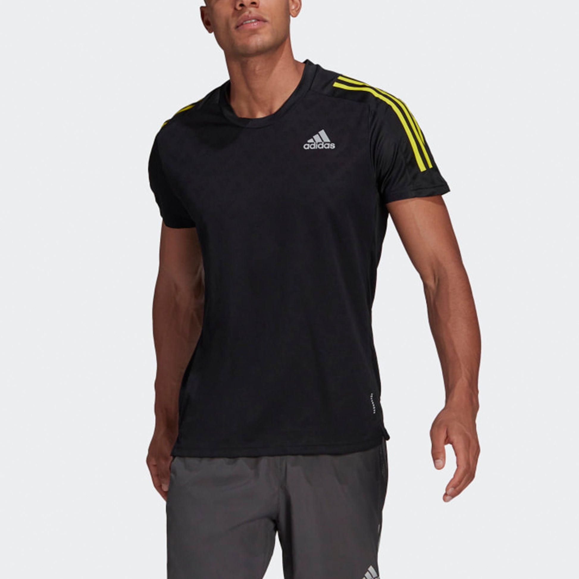 adidas Sports Training Quick Dry Stripe Printing Short Sleeve Black GM6002