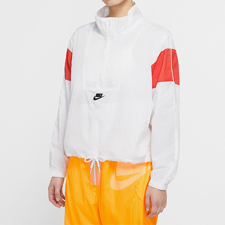 (WMNS) Nike Sportswear Heritage Jacket 'White Red' CJ2362-100