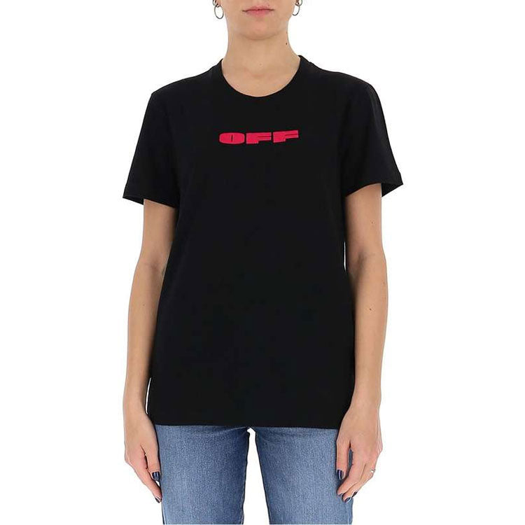 (WMNS) Off-White SS21 Logo Printing Round Neck Short Sleeve Slim Fit Black T-Shirt OWAA049R21JER0071032