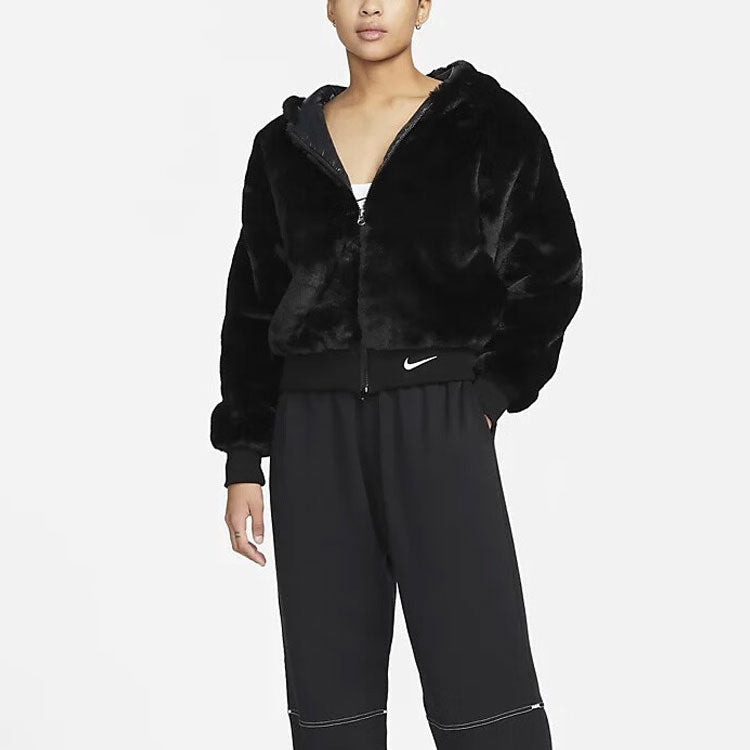 (WMNS) Nike Sportswear Essentials Faux Fur Jacket 'Black' DD5116-010