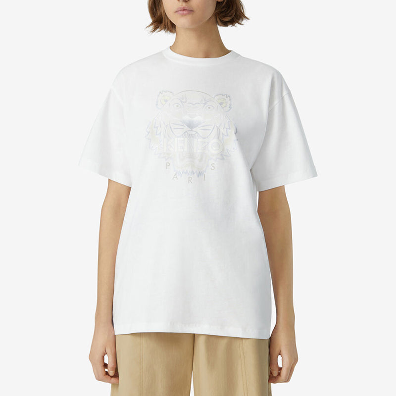 KENZO SS21 Printing Loose Round Neck Short Sleeve White FB52TS9724YG-01B