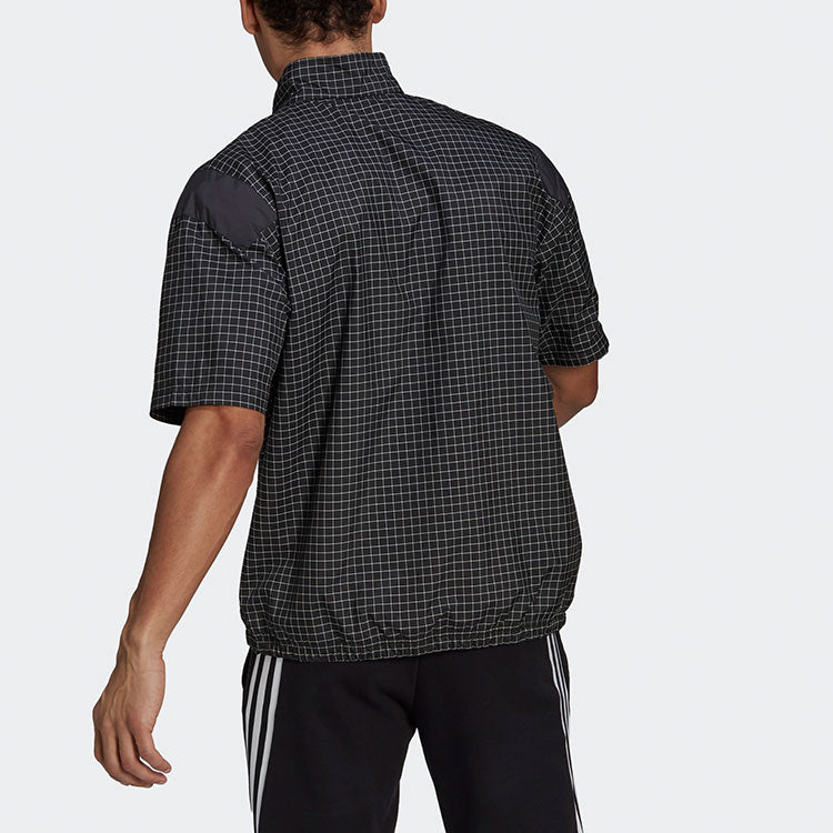 adidas M Primeblue Tee Contrasting Colors Half Zipper Sports Stylish Short Sleeve Black GP8656