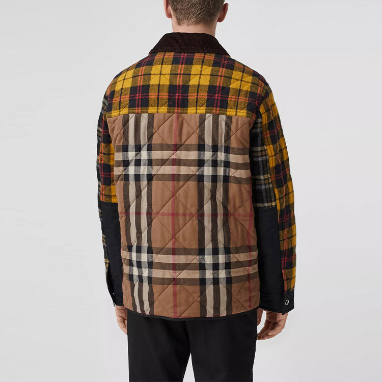 Men's Burberry SS21 corduroy Plaid Cotton Jacket Long Sleeves Shirt Brown 80385691