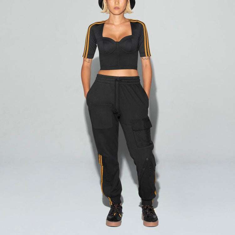 adidas originals x Ivy Park Crossover Cargo Sweatpants Couple Style Black H38828