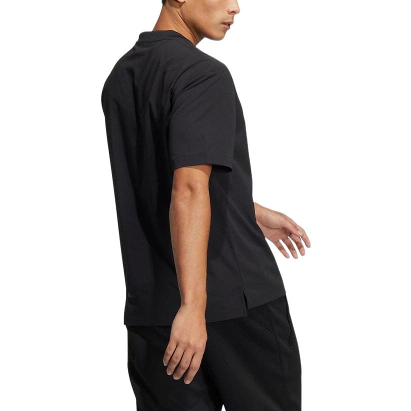 Men's adidas Solid Color Pocket Round Neck Pullover Short Sleeve Japanese Version Black T-Shirt HD0019