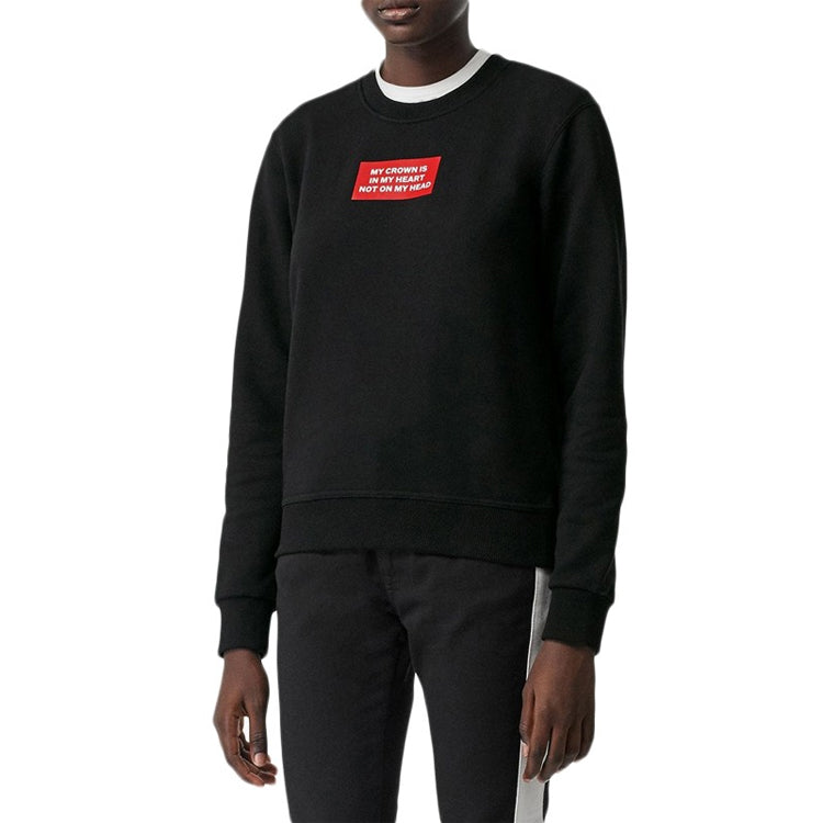 Burberry Slogan Printing Round Neck Long Sleeves Black 80171551