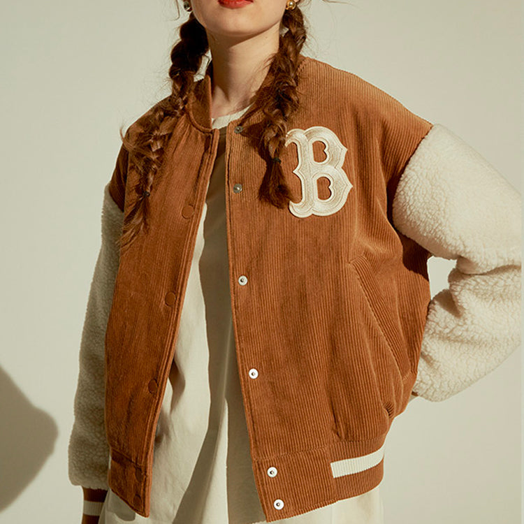 MLB Boston Red Sox corduroy baseball uniform Jacket Unisex Brown 31JPF6061-43B