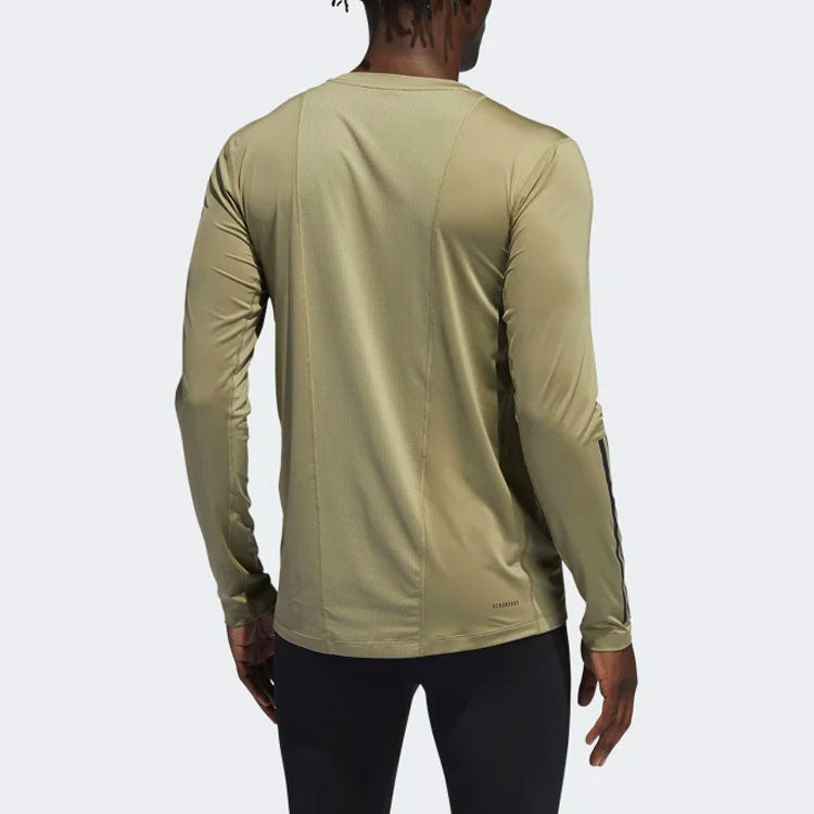 Men's adidas Logo Sports Gym Long Sleeves Green T-Shirt H08804