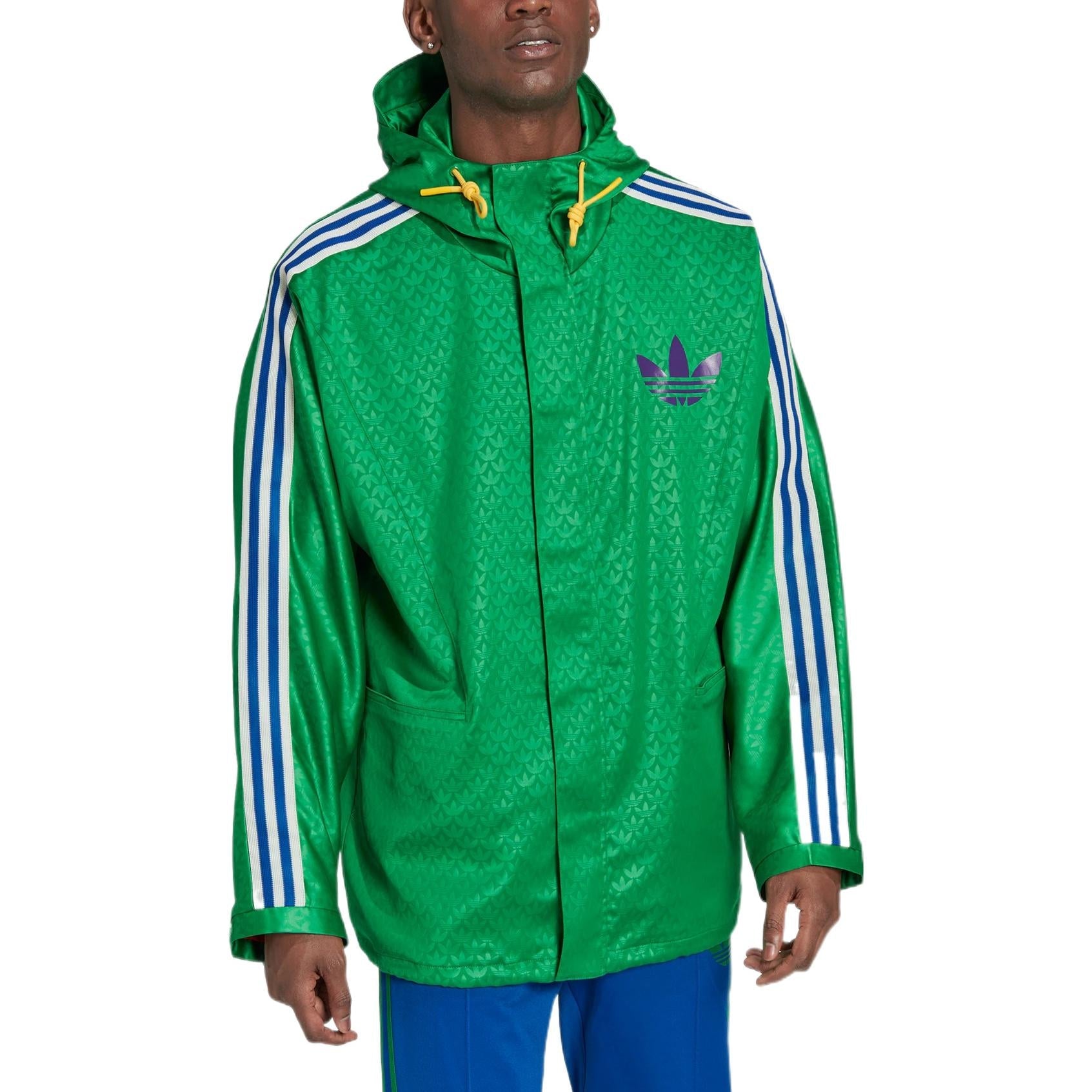 adidas originals Windbreaker Logo Printing Hooded Drawstring Sports Jacket 'Green' IB3440