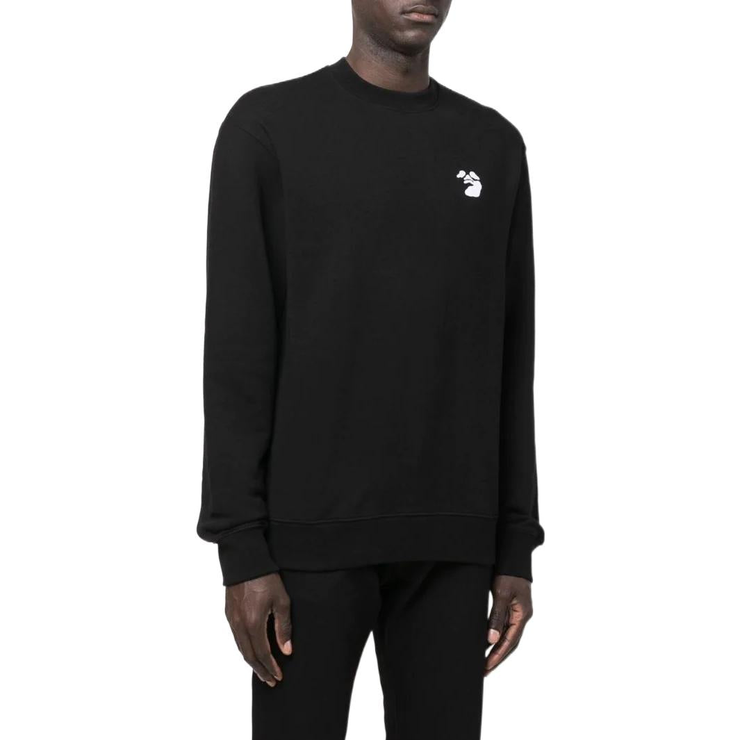 Men's Off-White Logo Printing Round Neck Sports Loose Fit Black OMBA057C99FLE0081001