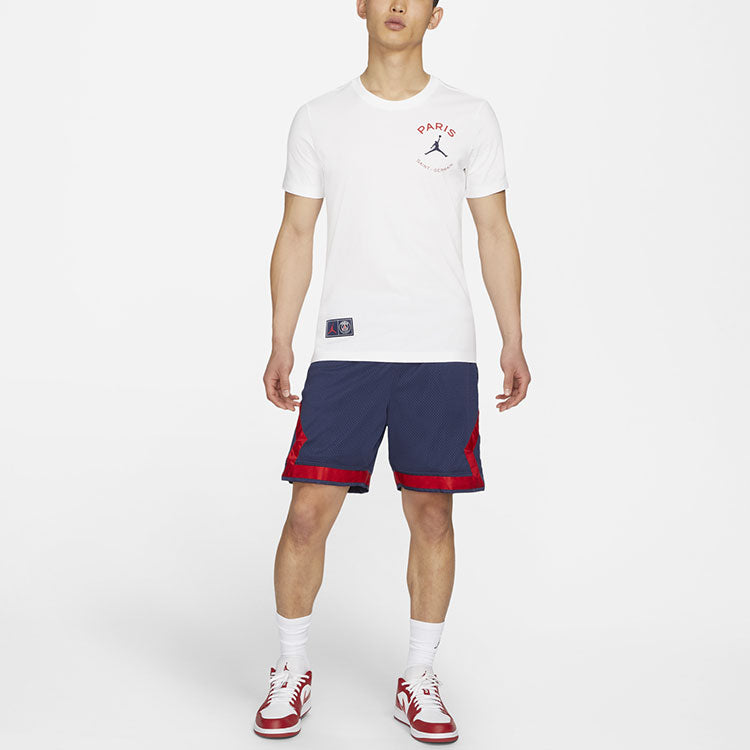 Air Jordan Paris Saint-Germain Logo Printing Sports Round Neck Short Sleeve White DB6515-100