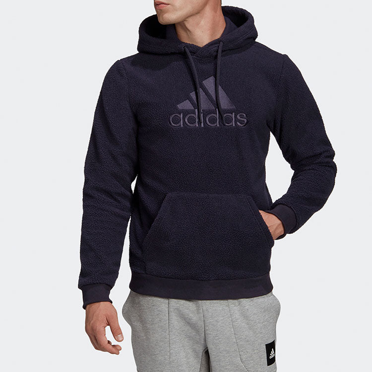 Men's adidas Mh Wntr Bos H Embroidered Logo Solid Color Sports Fleece Black GC7298