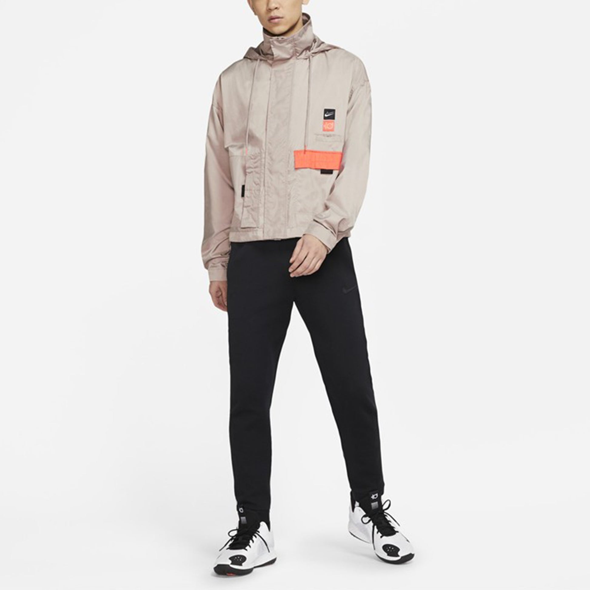 Nike KD Swoosh Embroidered Pattern Woven Basketball Jacket Khaki CV2404-245