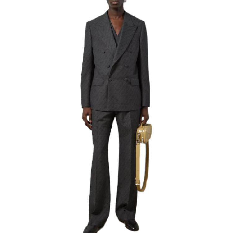 Gucci Interlocking G Striped Wool Formal Jacket 'Black Grey' 782748-ZAPYR-1016