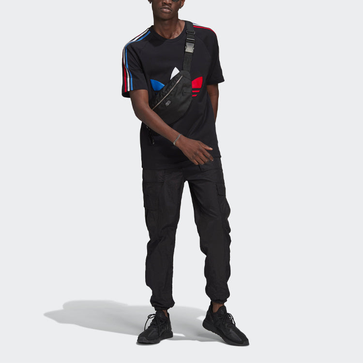 adidas originals MENS Tricol Logo Printed Crew Neck Short Sleeve Black GQ8920